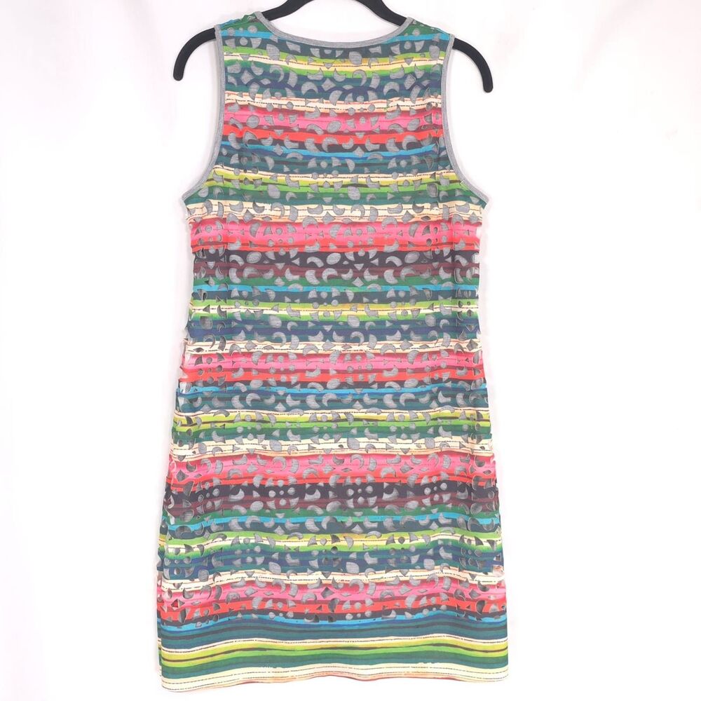 DESIGUAL Colorful Stripe Phoenix Dress Laser Cutout Sleeveless MEDIUM Women's - Picture 6 of 9